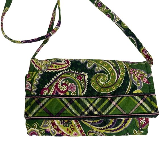 Vera Bradley Trifold Wallet With Optional Removable Long Strap Crossbody Green - Picture 3 of 7